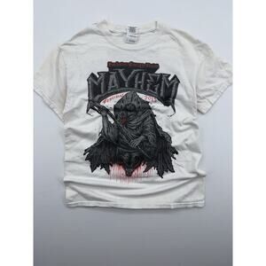 Rockstar Energy Drink T-Shirt Mayhem Festival 2013 White Size Small Men's Cotton